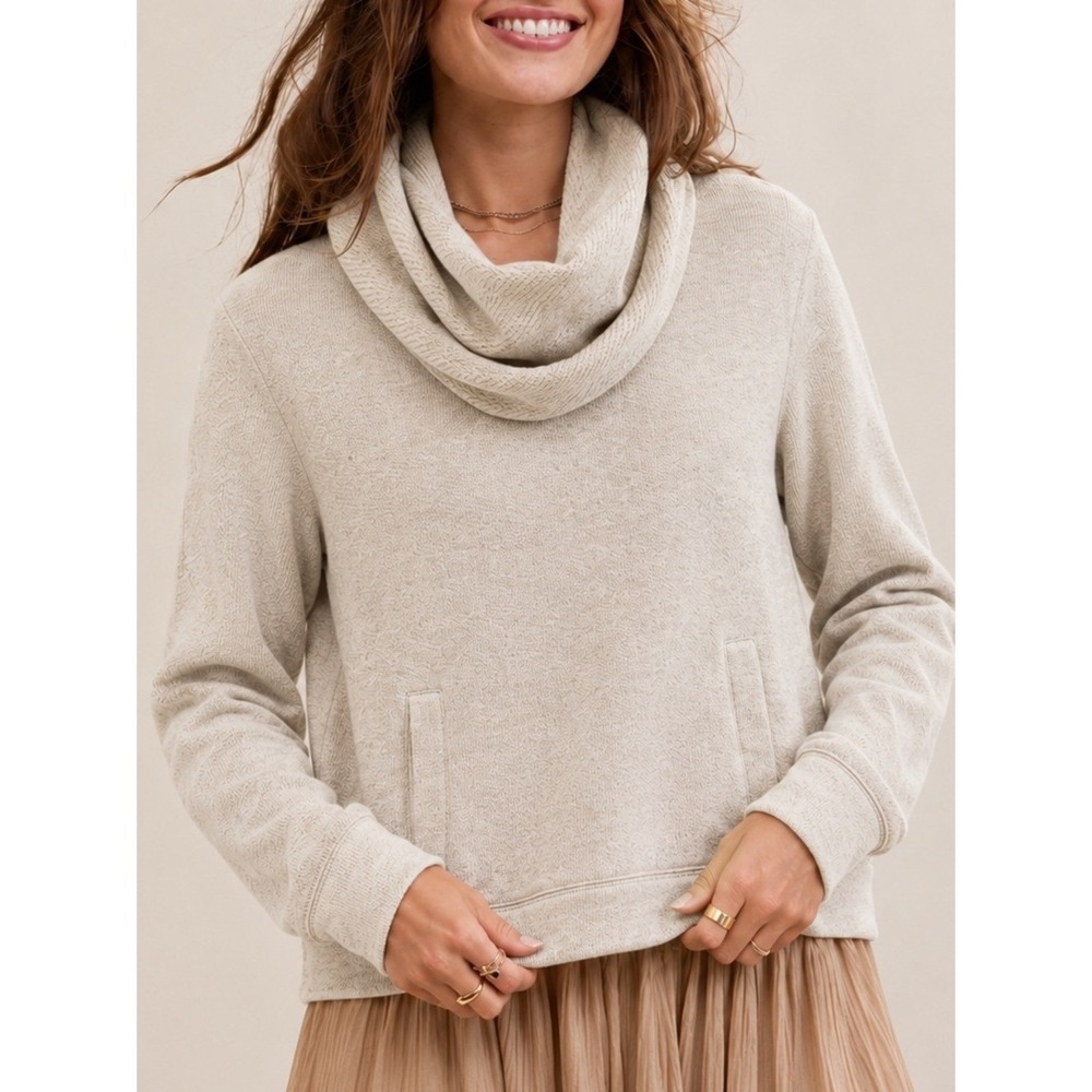 J. Crew Cream Cowl Neck Fleece Sweater Pullover